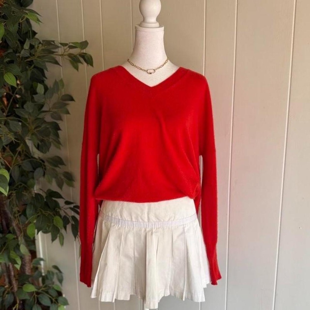 J.Crew Italian Cashmere V-Neck Sweater Women's Size Medium Preppy Style